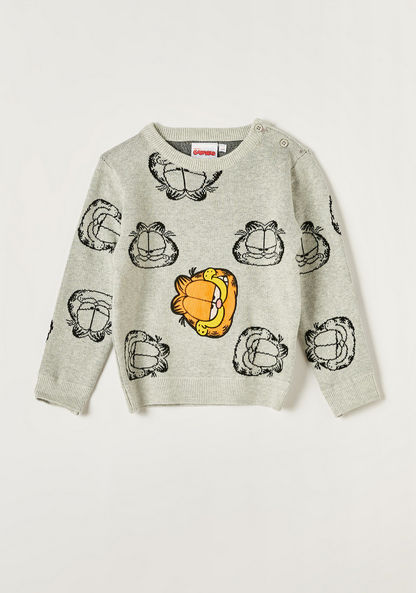 Garfield Applique Detail Pullover with Crew Neck and Long Sleeves-Sweatshirts-image-0