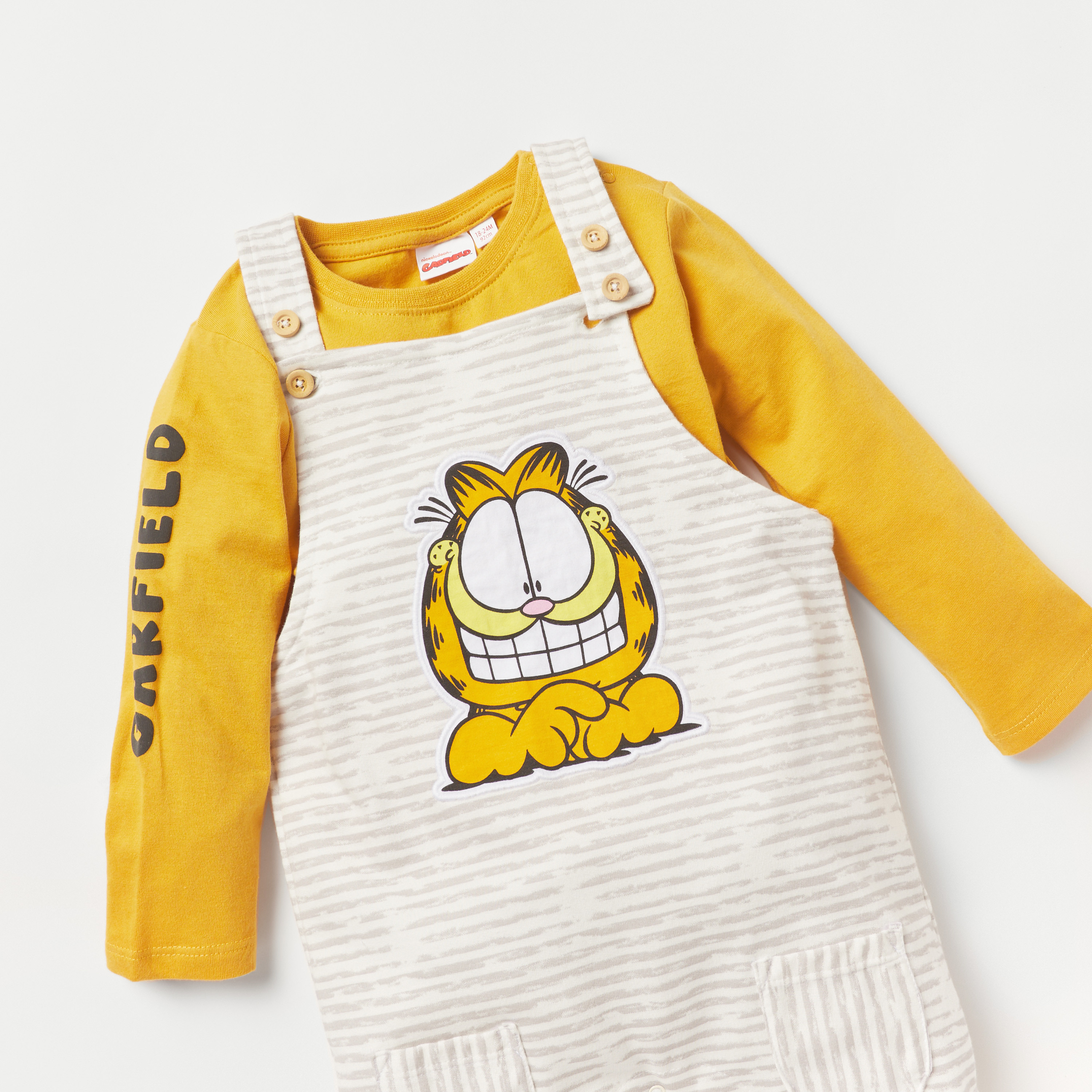 Garfield Print T-shirt and Dungaree Set-baby-boys-clothing-setsandcoords-image-4