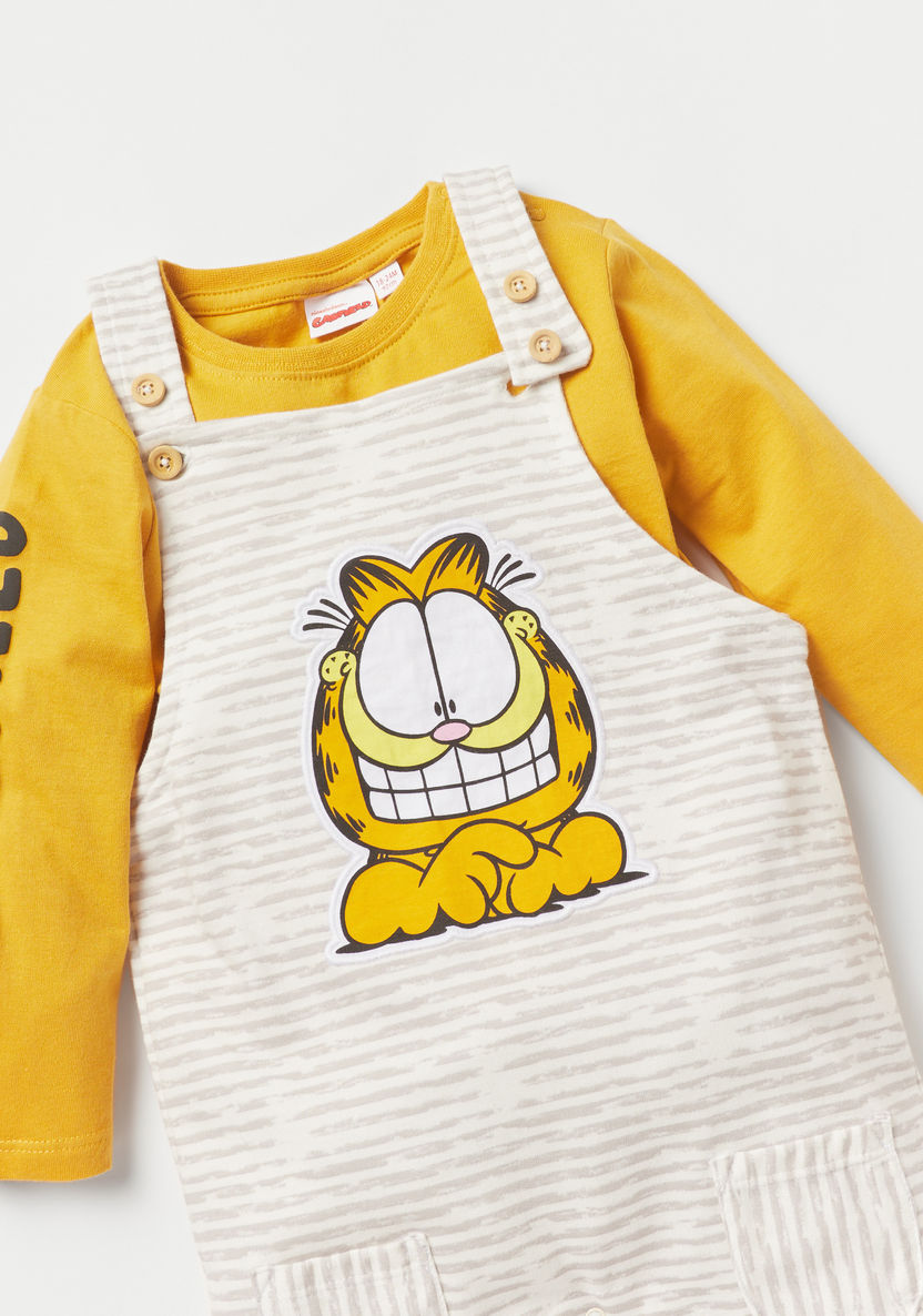 Garfield Print T-shirt and Dungaree Set-Clothes Sets-image-3