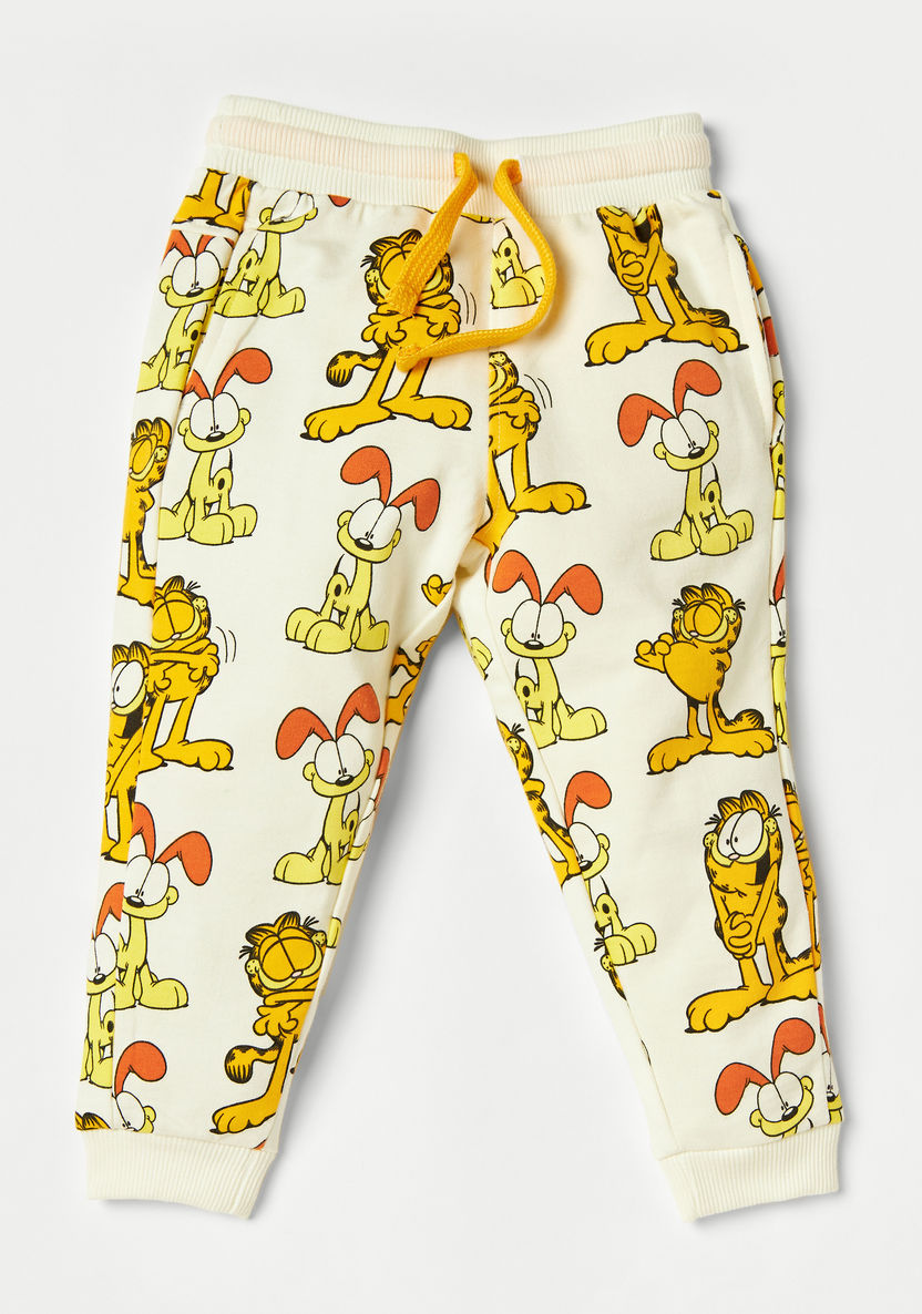 Garfield Print Round Neck Sweatshirt and Jog Pant Set-Clothes Sets-image-2