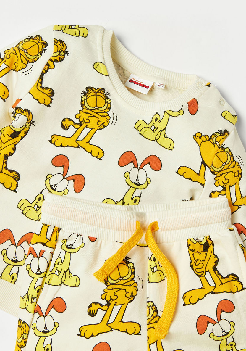 Garfield Print Round Neck Sweatshirt and Jog Pant Set-Clothes Sets-image-3