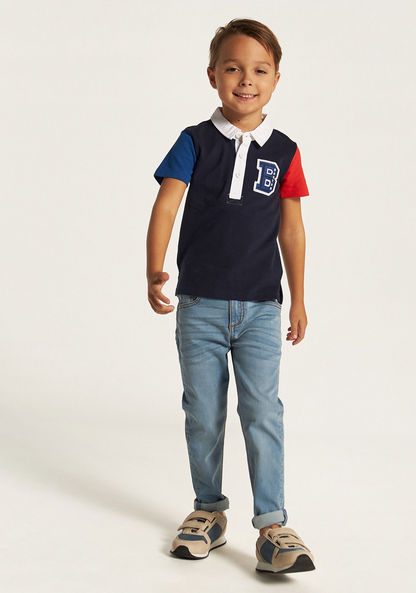 Juniors Polo T-shirt with Short Sleeves and Button Closure-T Shirts-image-0