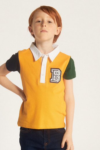 Juniors Colourblock Polo Neck T-shirt with Short Sleeves