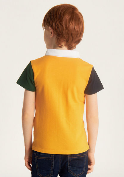 Juniors Colourblock Polo Neck T-shirt with Short Sleeves