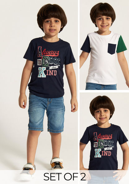 Juniors Assorted T-shirt with Crew Neck and Short Sleeves - Set of 2-T Shirts-image-0