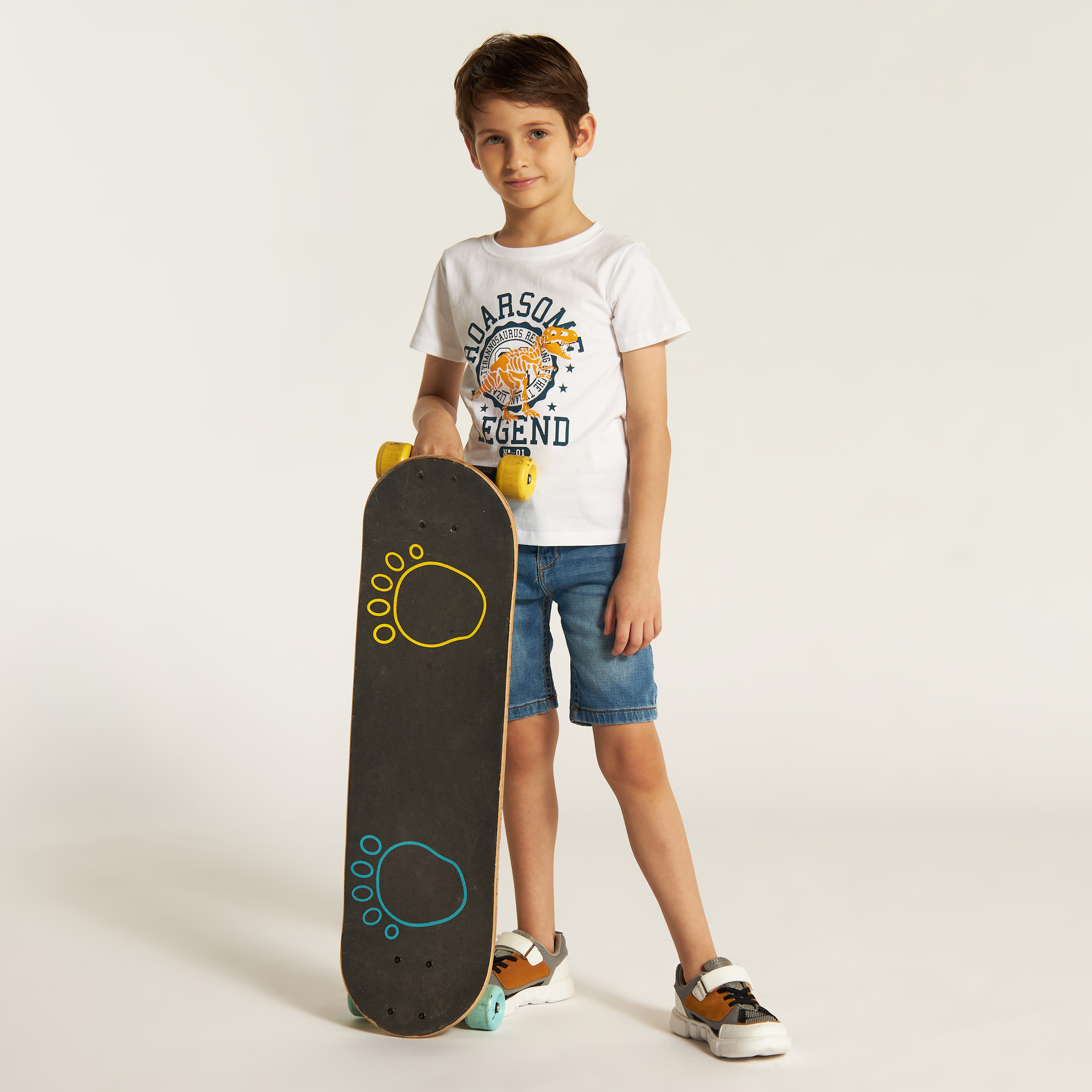 Juniors Dinosaur Print Crew Neck T-shirt with Short Sleeves - Set of 2-boys-clothing-tshirtsandpolos-image-2