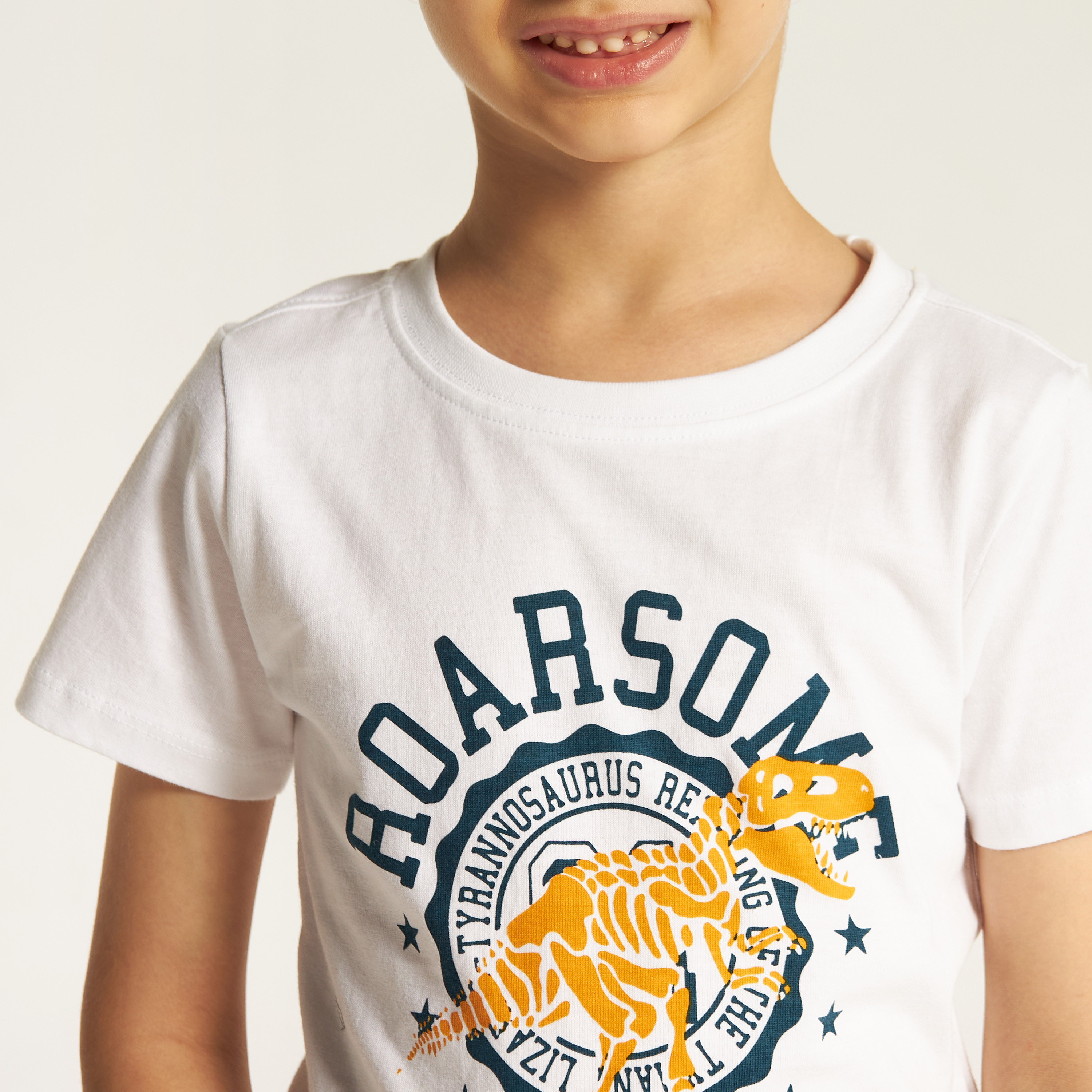 Juniors Dinosaur Print Crew Neck T-shirt with Short Sleeves - Set of 2-boys-clothing-tshirtsandpolos-image-4