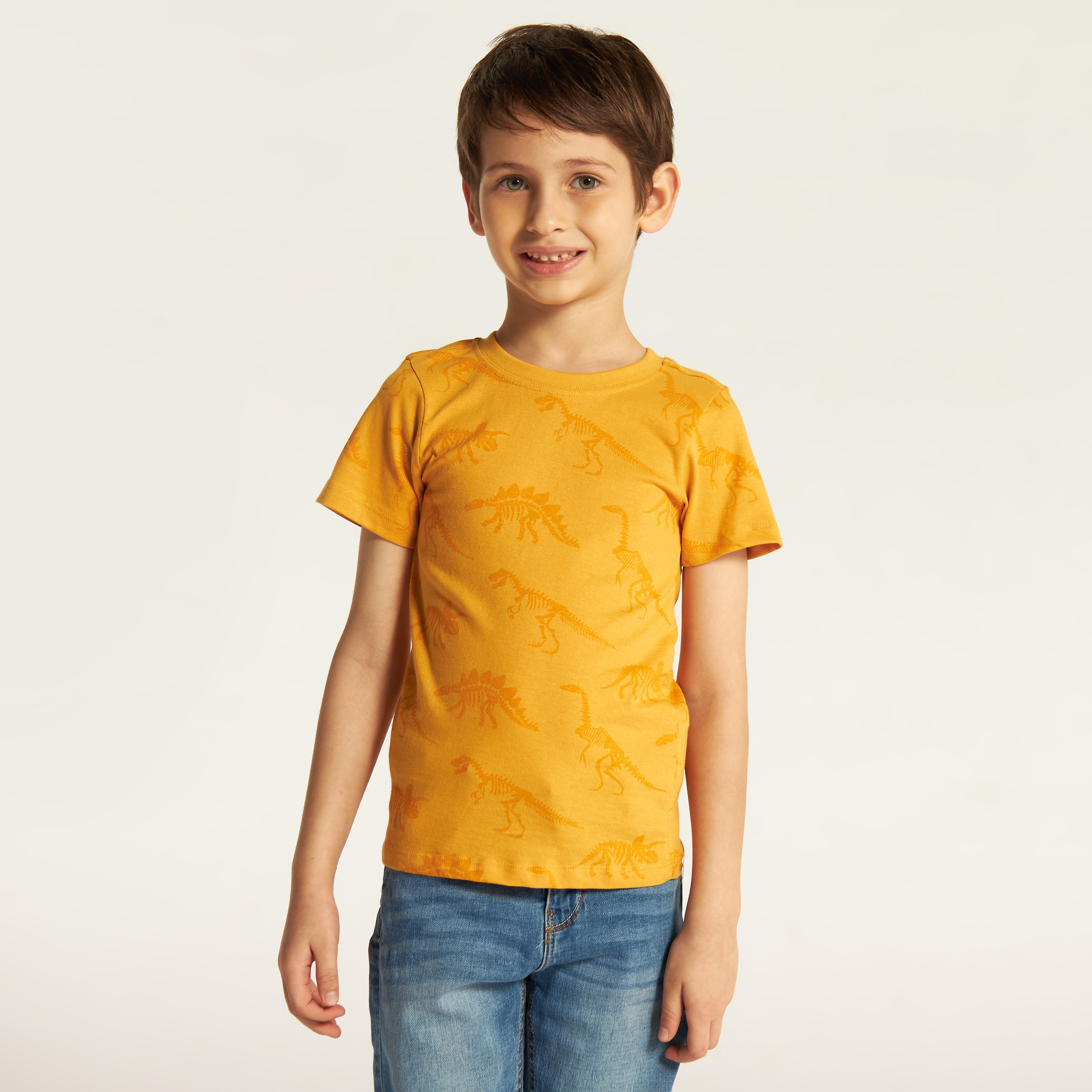 Juniors Dinosaur Print Crew Neck T-shirt with Short Sleeves - Set of 2-boys-clothing-tshirtsandpolos-image-6