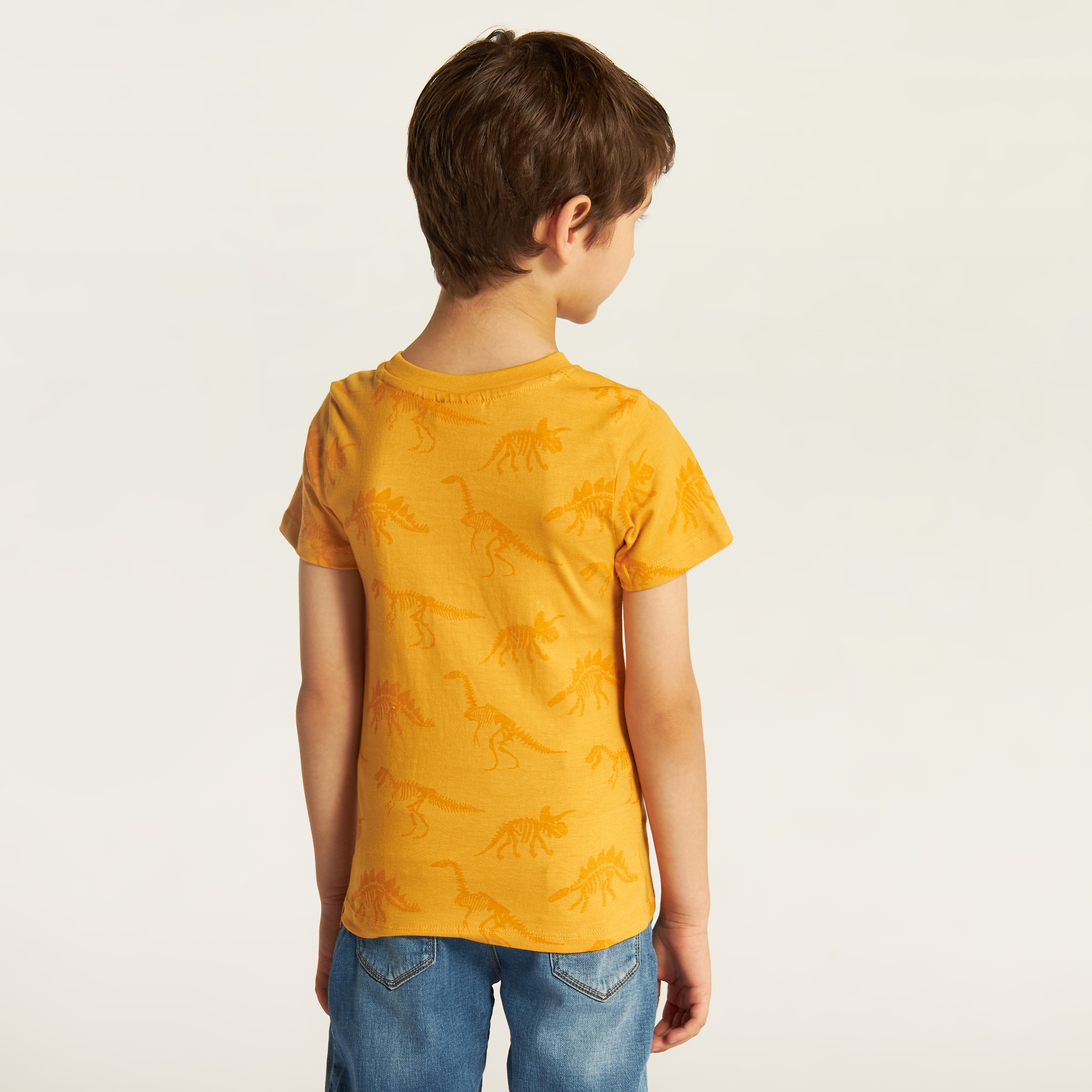Juniors Dinosaur Print Crew Neck T-shirt with Short Sleeves - Set of 2-boys-clothing-tshirtsandpolos-image-7