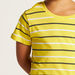 Juniors Striped Round Neck T-shirt with Short Sleeves-T Shirts-thumbnail-2