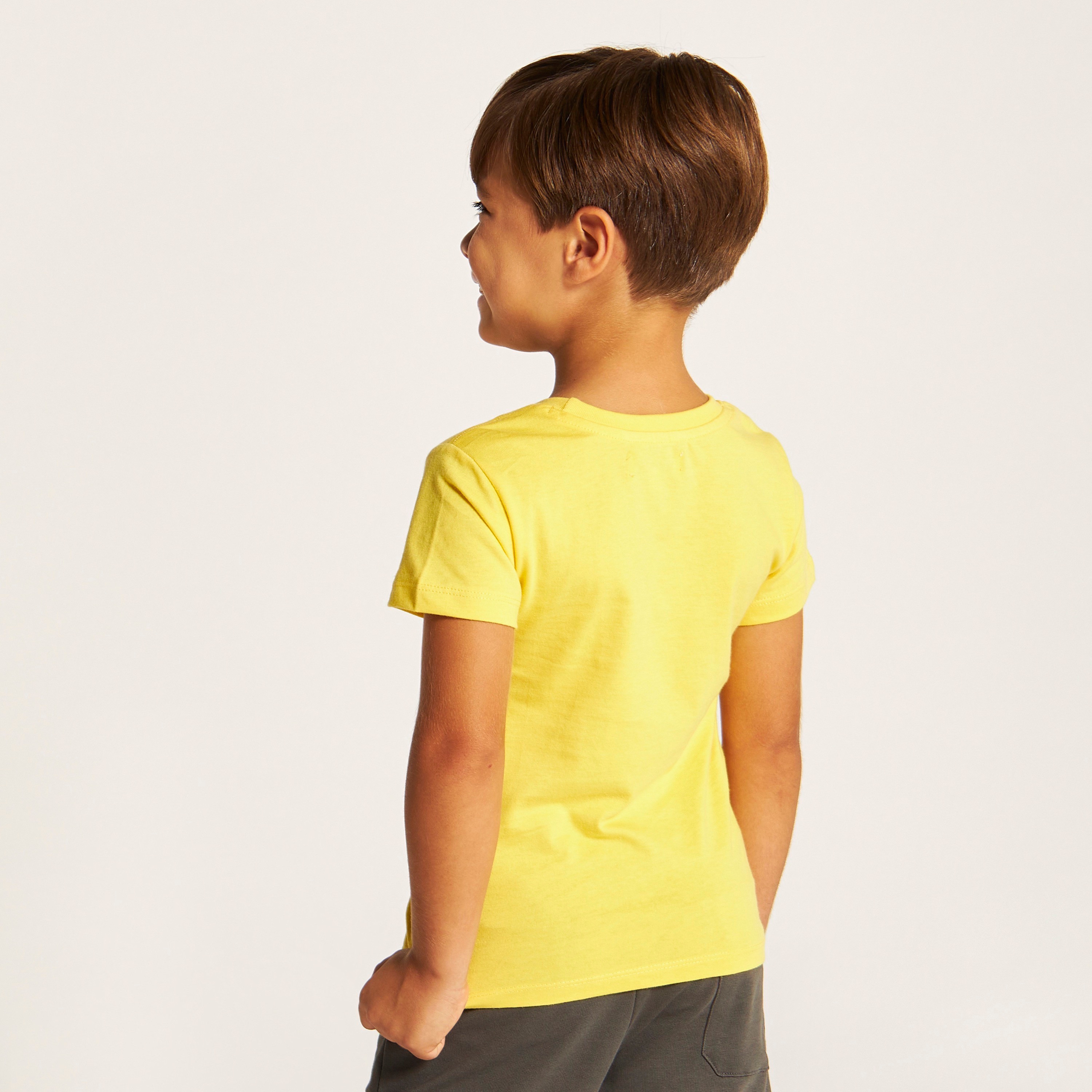 Juniors Printed Round Neck T-shirt with Short Sleeves-boys-clothing-tshirtsandpolos-image-4