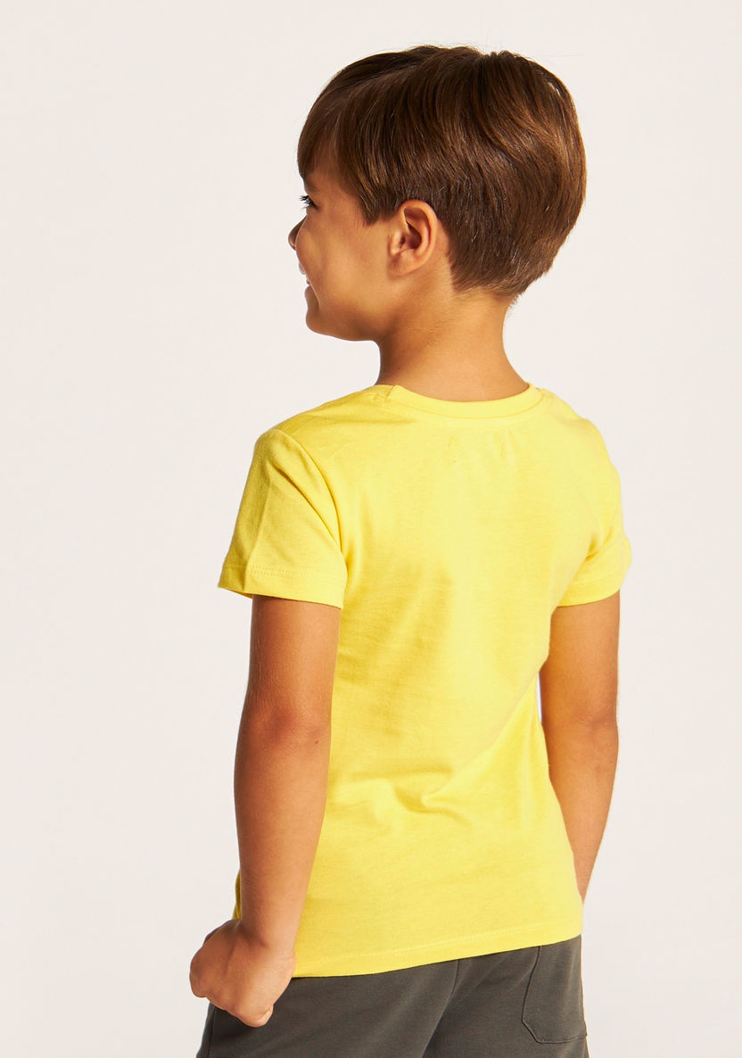 Juniors Printed Round Neck T-shirt with Short Sleeves-T Shirts-image-3
