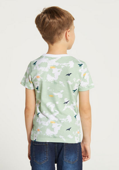 Juniors Dinosaur Print Crew Neck T-shirt with Short Sleeves - Set of 2-T Shirts-image-7