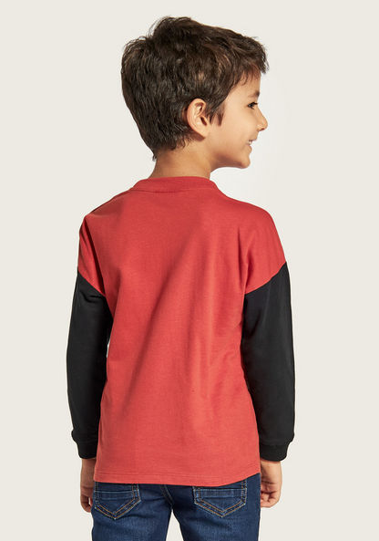 Juniors Panelled T-shirt with Long Sleeves and Kangaroo Pocket