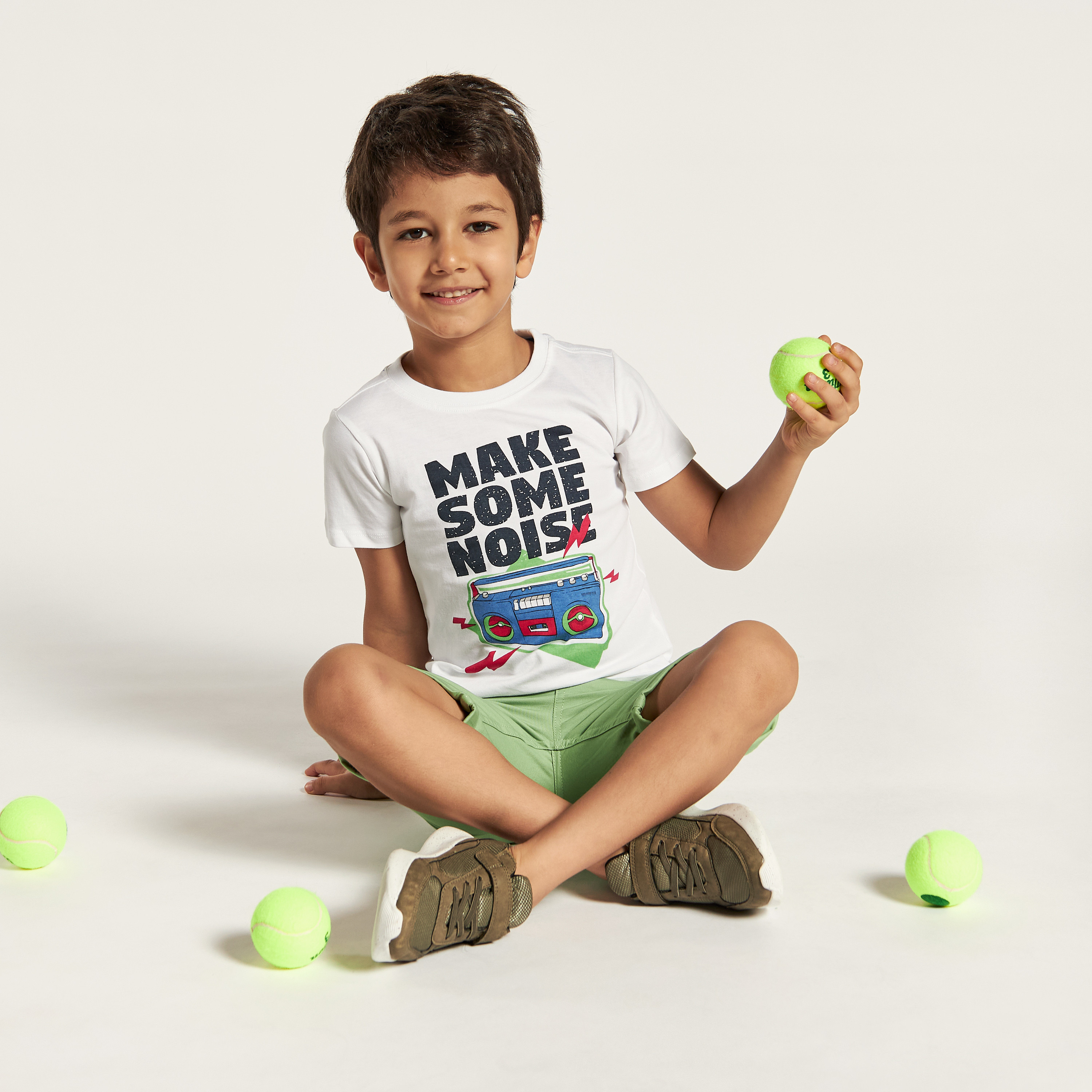 Juniors Slogan Print Crew Neck T-shirt with Short Sleeves-boys-clothing-tshirtsandpolos-image-1