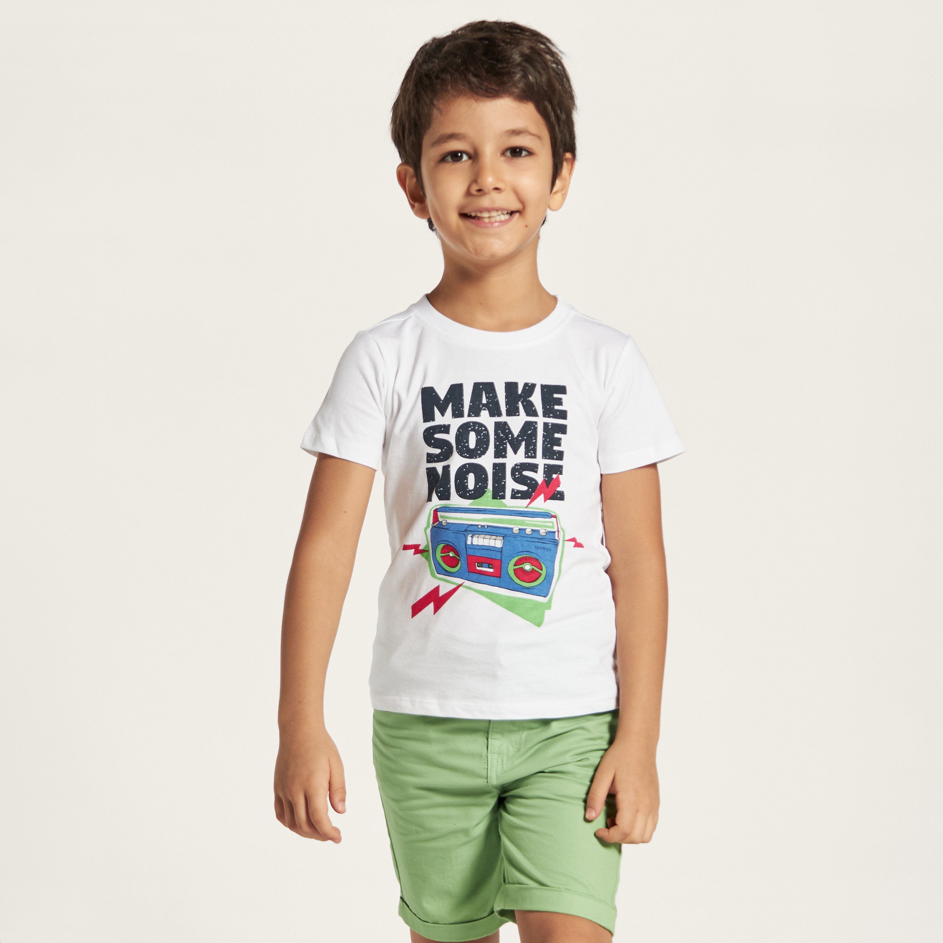 Juniors Slogan Print Crew Neck T-shirt with Short Sleeves-boys-clothing-tshirtsandpolos-image-2