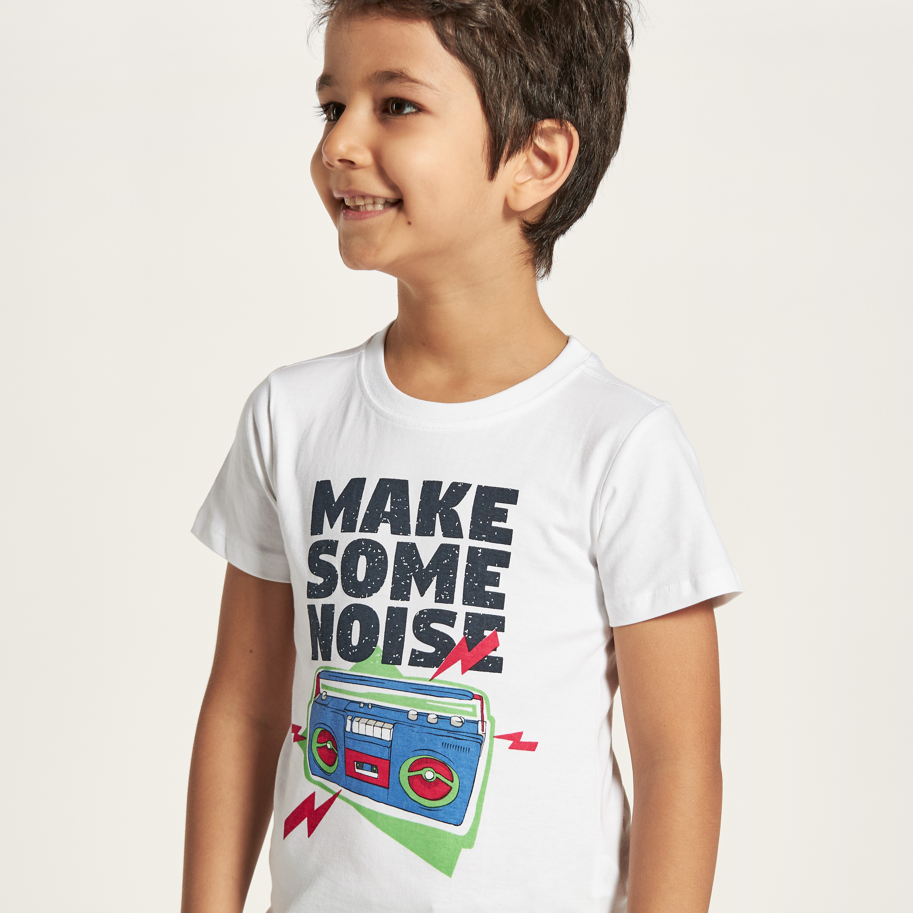 Juniors Slogan Print Crew Neck T-shirt with Short Sleeves-boys-clothing-tshirtsandpolos-image-3