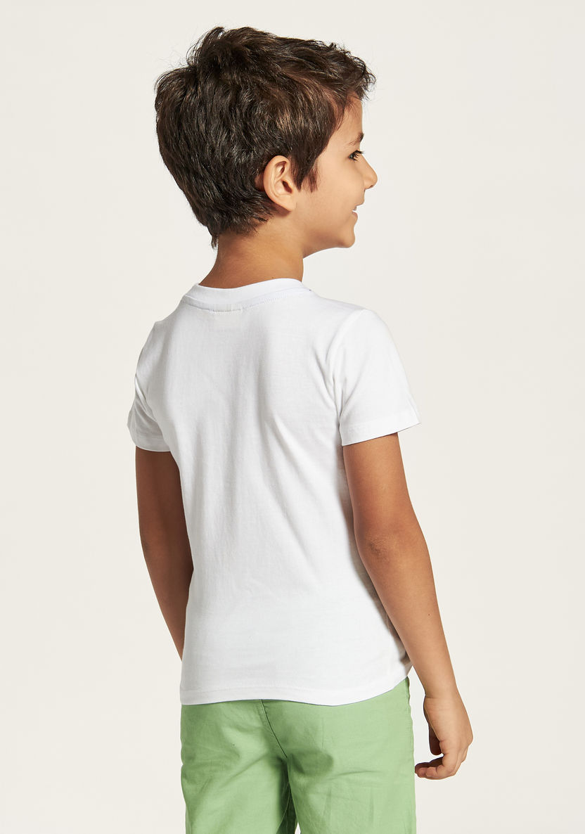 Juniors Slogan Print Crew Neck T-shirt with Short Sleeves-T Shirts-image-3