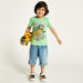 Juniors Dinosaur Print T-shirt with Round Neck and Short Sleeves-T Shirts-thumbnailMobile-0