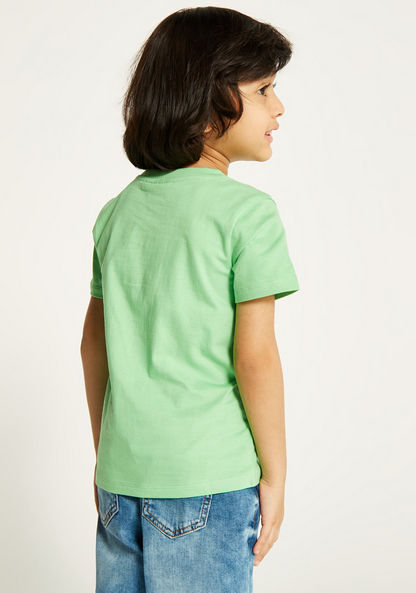 Juniors Dinosaur Print T-shirt with Round Neck and Short Sleeves-T Shirts-image-3