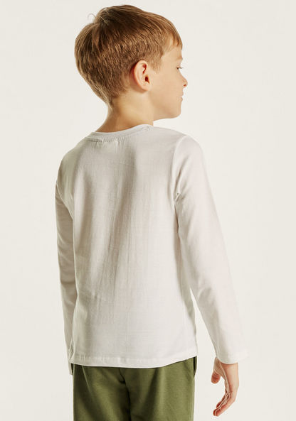 Juniors Printed Round Neck T-shirt with Long Sleeves-T Shirts-image-3