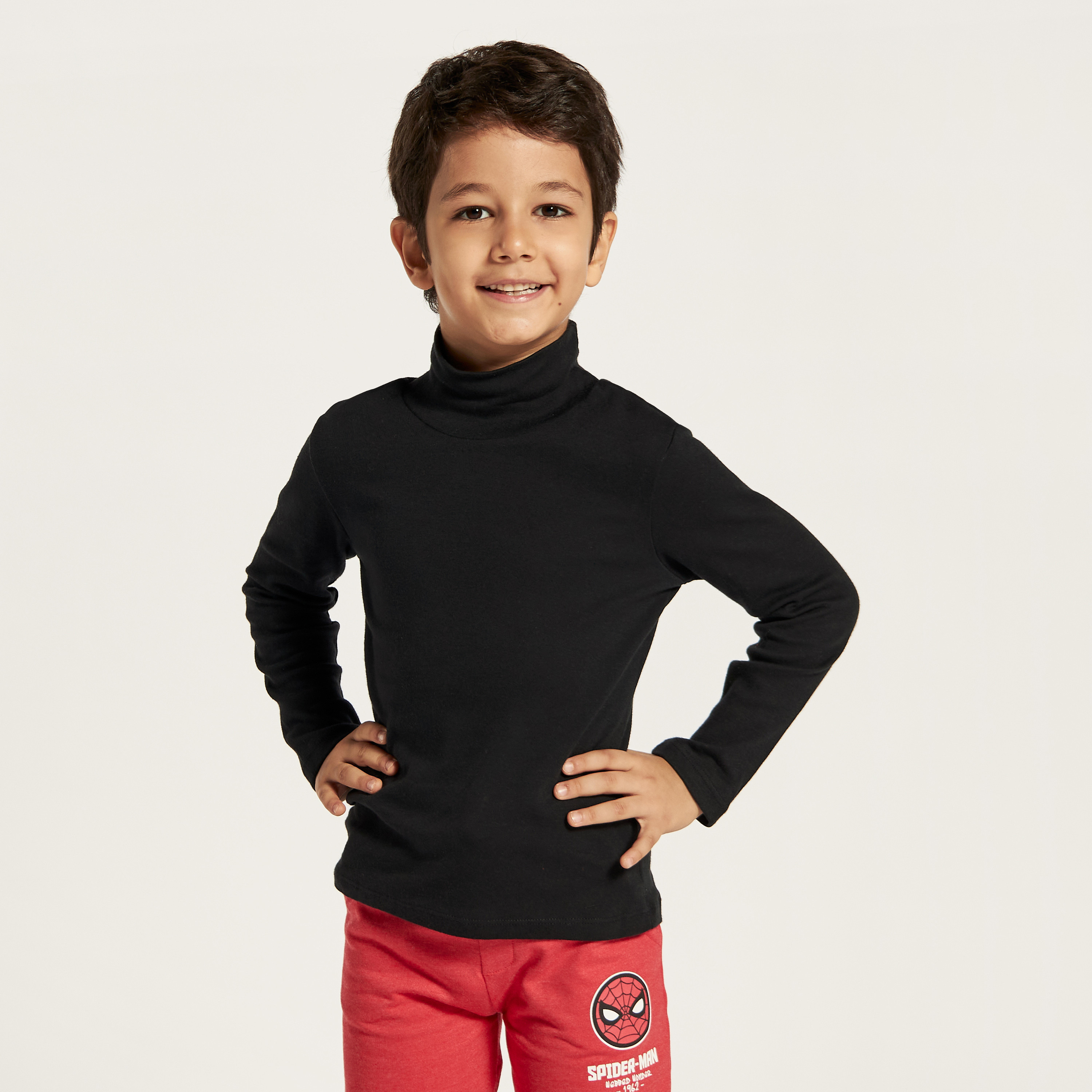 Buy Juniors Solid Turtle Neck T shirt with Long Sleeves Online Babyshop KSA