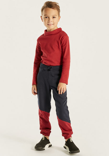 Juniors Solid T-shirt with Turtle Neck and Long Sleeves-T Shirts-image-0