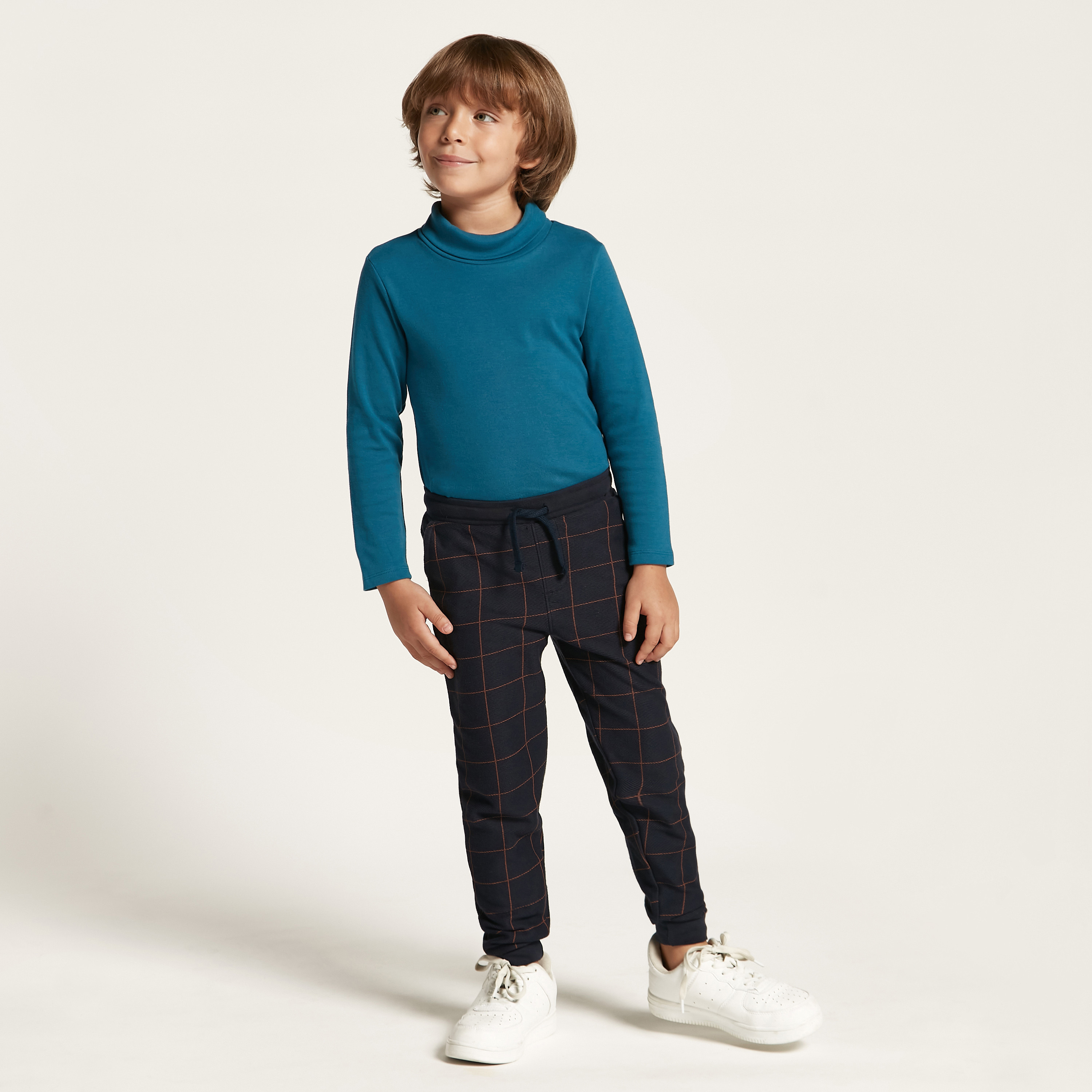 Juniors Solid Turtle Neck T-shirt with Long Sleeves-boys-clothing-tshirtsandpolos-image-2