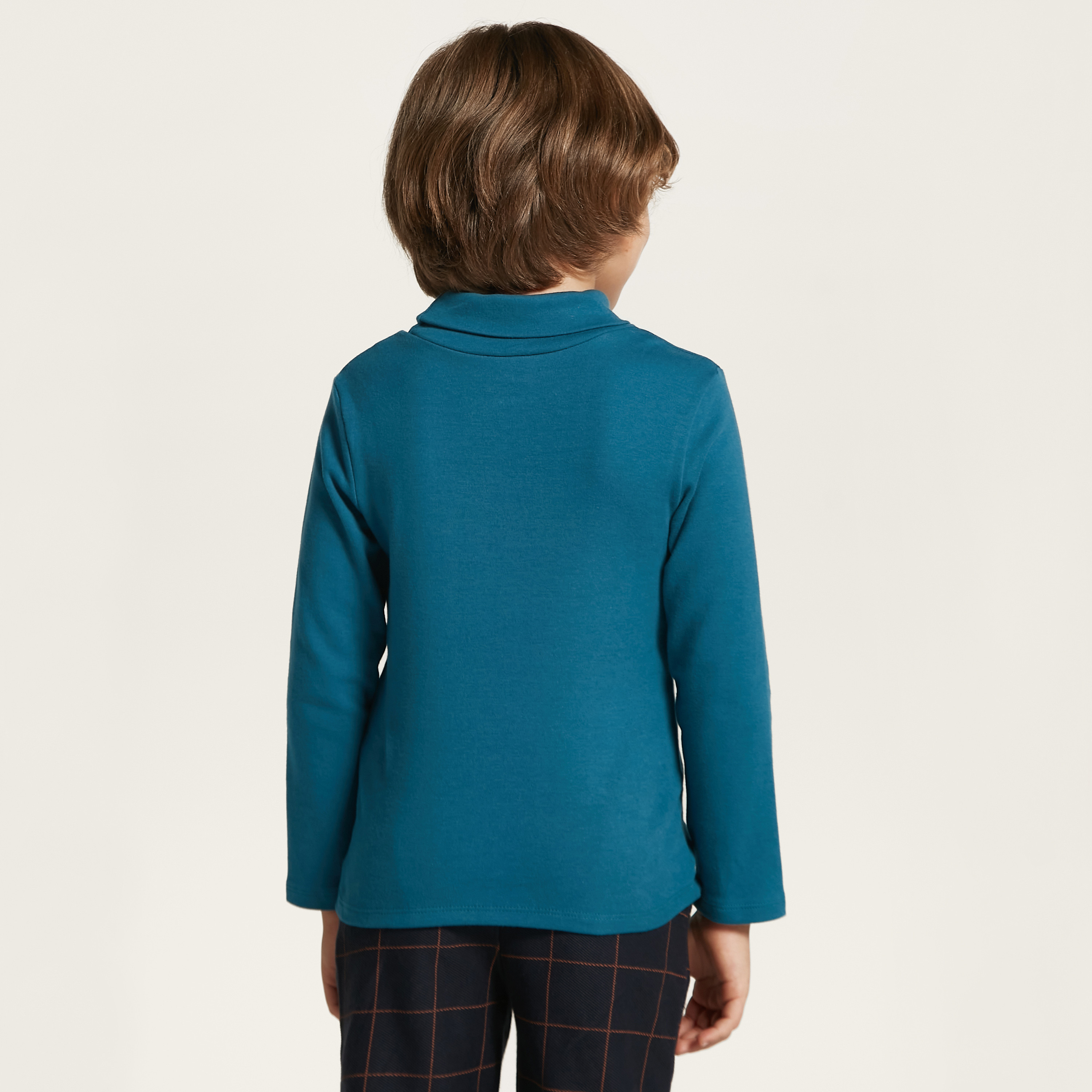 Juniors Solid Turtle Neck T-shirt with Long Sleeves-boys-clothing-tshirtsandpolos-image-4
