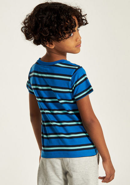Juniors Striped Round Neck T-shirt with Short Sleeves