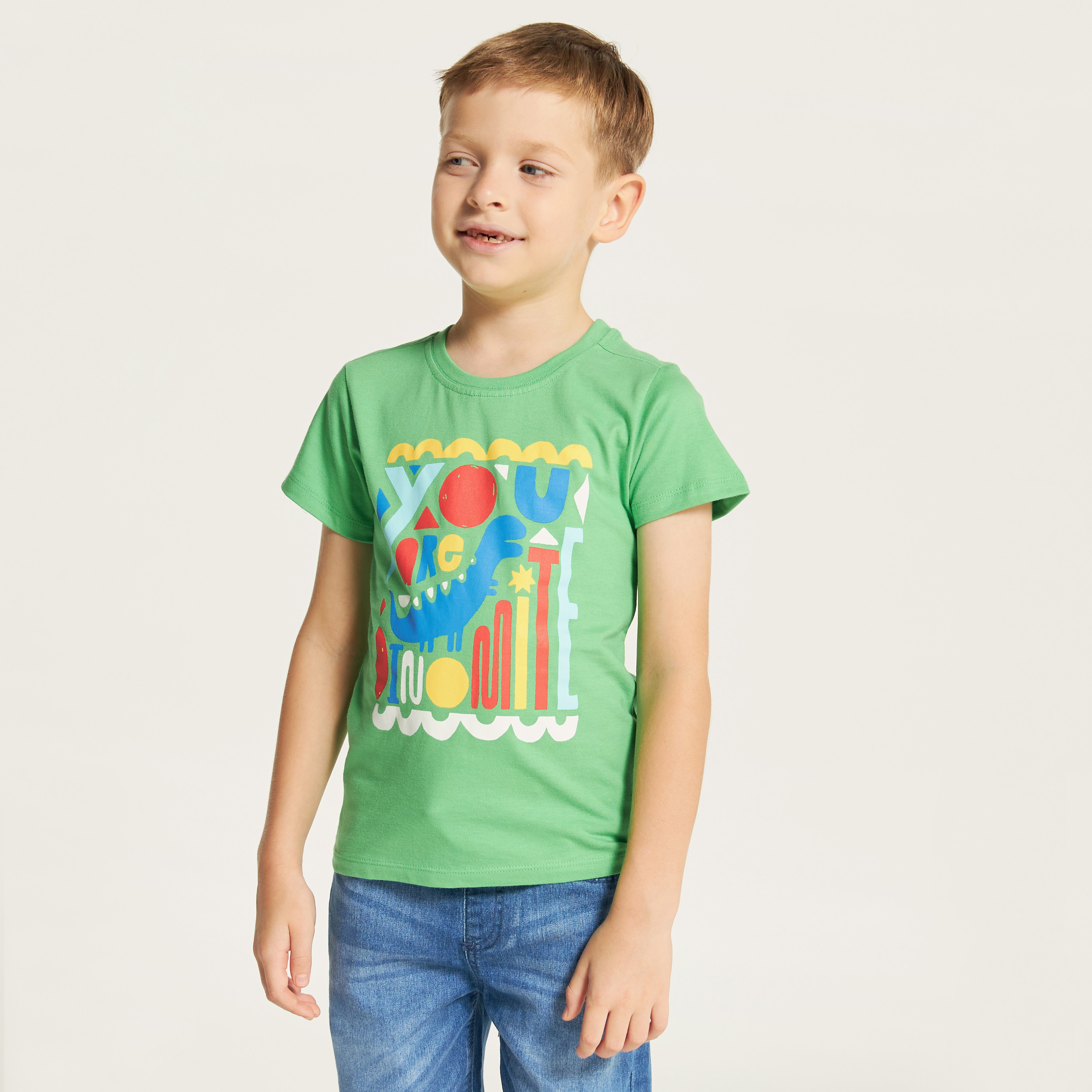 Juniors Printed Crew Neck T-shirt with Short Sleeves-boys-clothing-tshirtsandpolos-image-1
