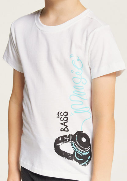 Juniors Printed T-shirt with Crew Neck and Short Sleeves