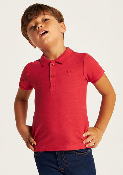 Juniors Solid Polo T-shirt with Short Sleeves and Button Closure-T Shirts-image-1