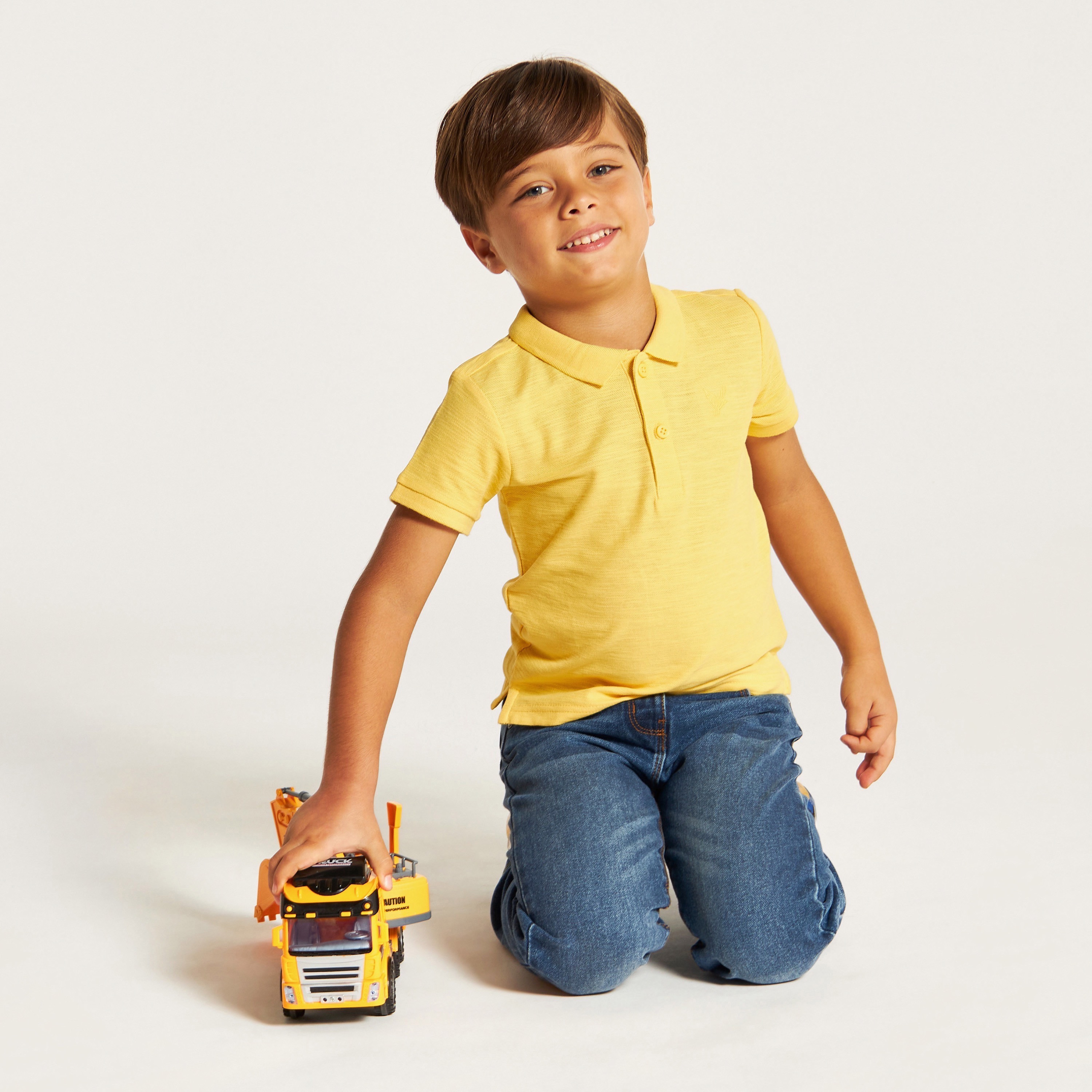 Juniors Solid Polo T-shirt with Short Sleeves and Button Closure-boys-clothing-tshirtsandpolos-image-1