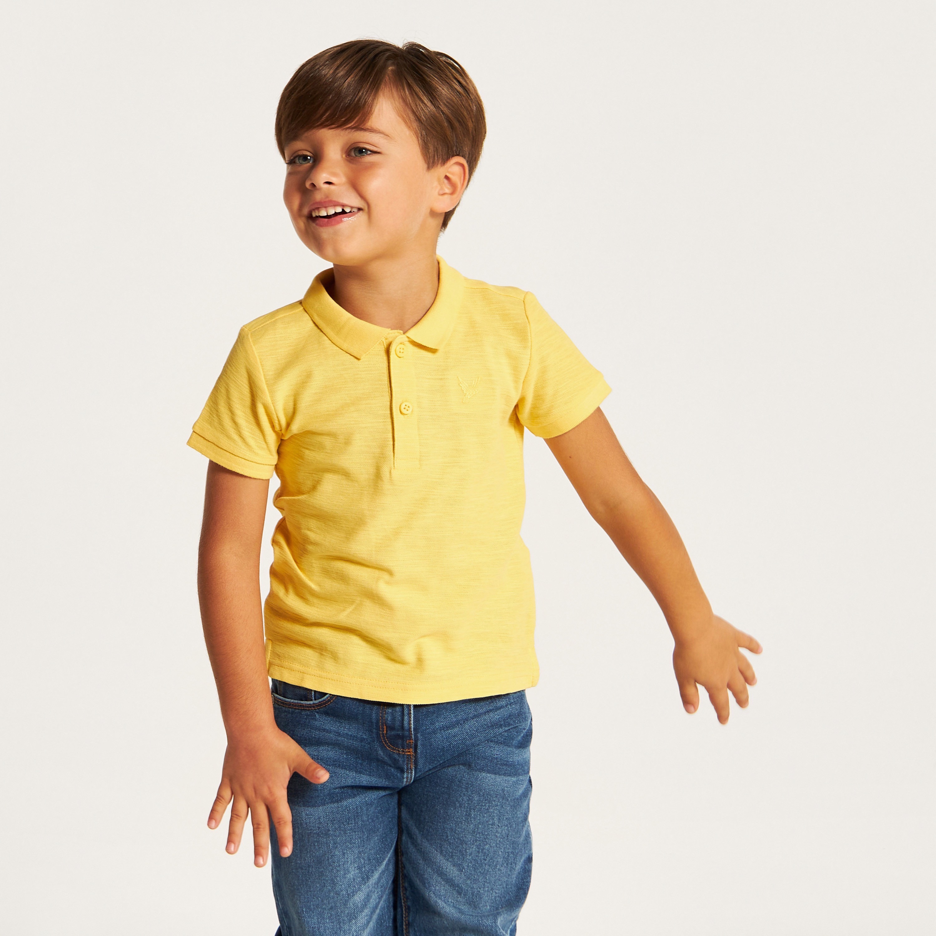Juniors Solid Polo T-shirt with Short Sleeves and Button Closure-boys-clothing-tshirtsandpolos-image-2
