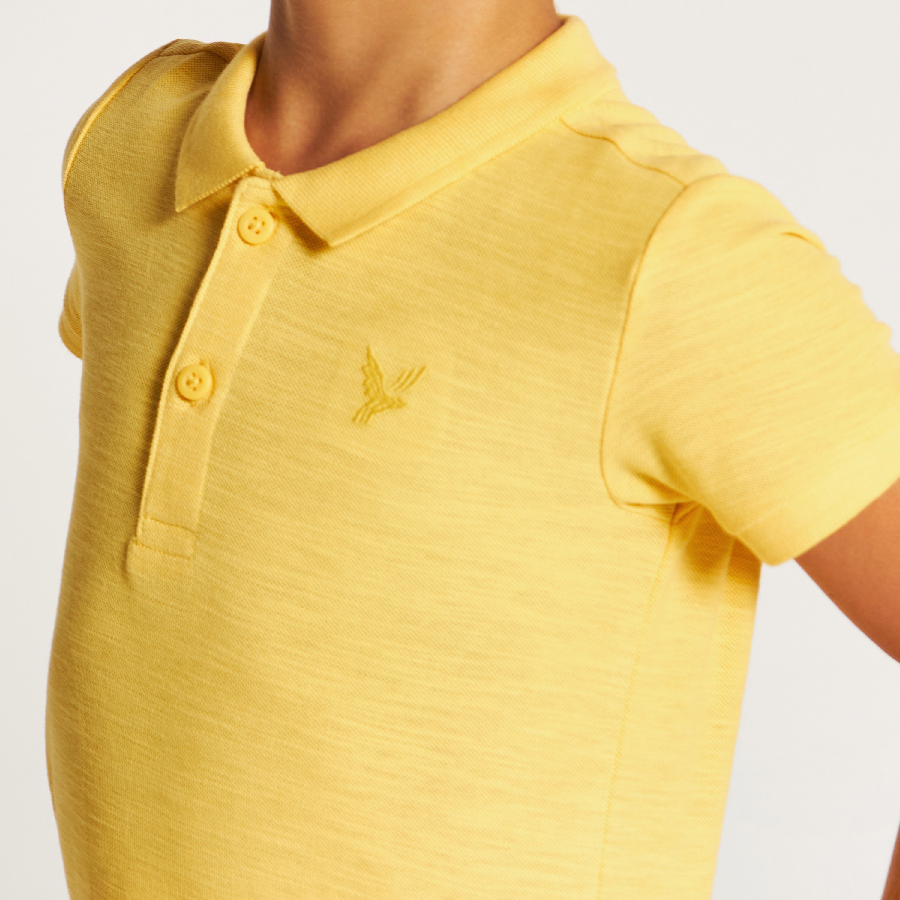 Juniors Solid Polo T-shirt with Short Sleeves and Button Closure-boys-clothing-tshirtsandpolos-image-3