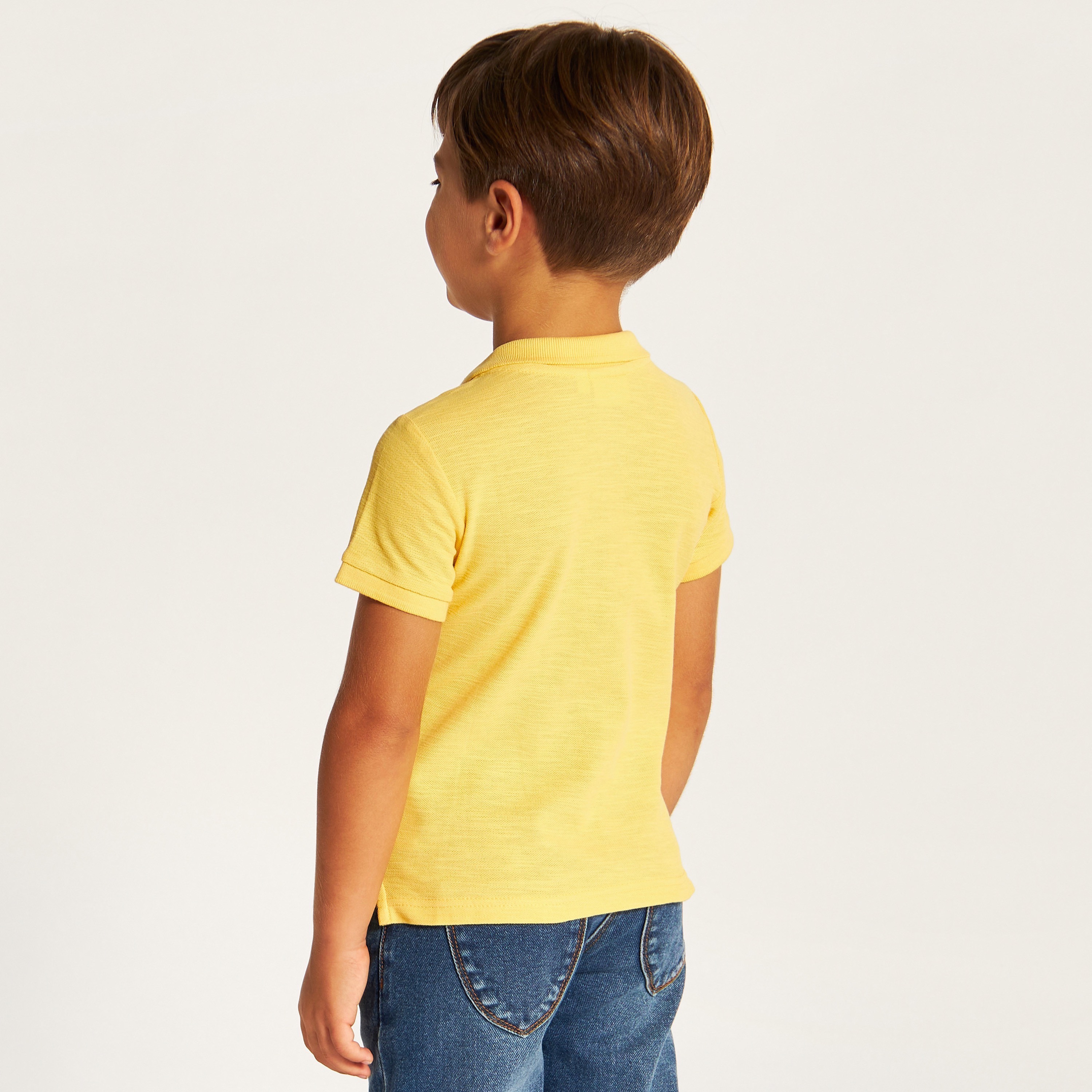 Juniors Solid Polo T-shirt with Short Sleeves and Button Closure-boys-clothing-tshirtsandpolos-image-4
