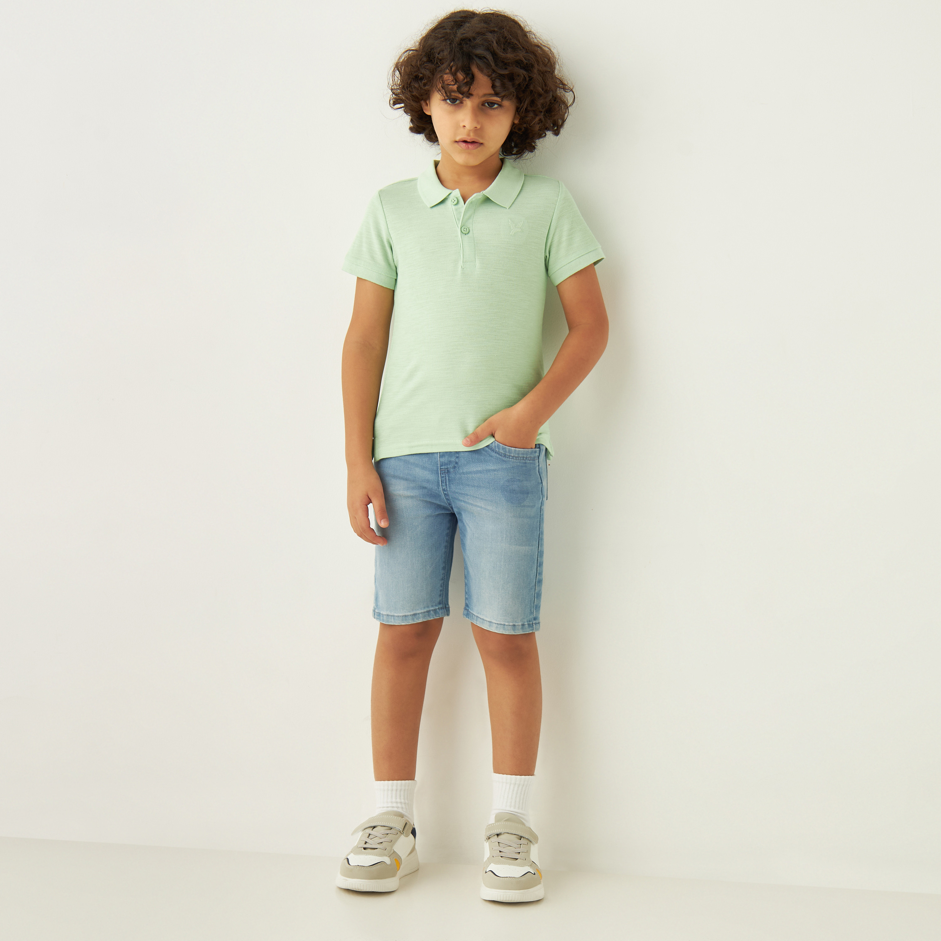 Juniors Solid Polo T-shirt with Short Sleeves and Button Closure-boys-clothing-tshirtsandpolos-image-2