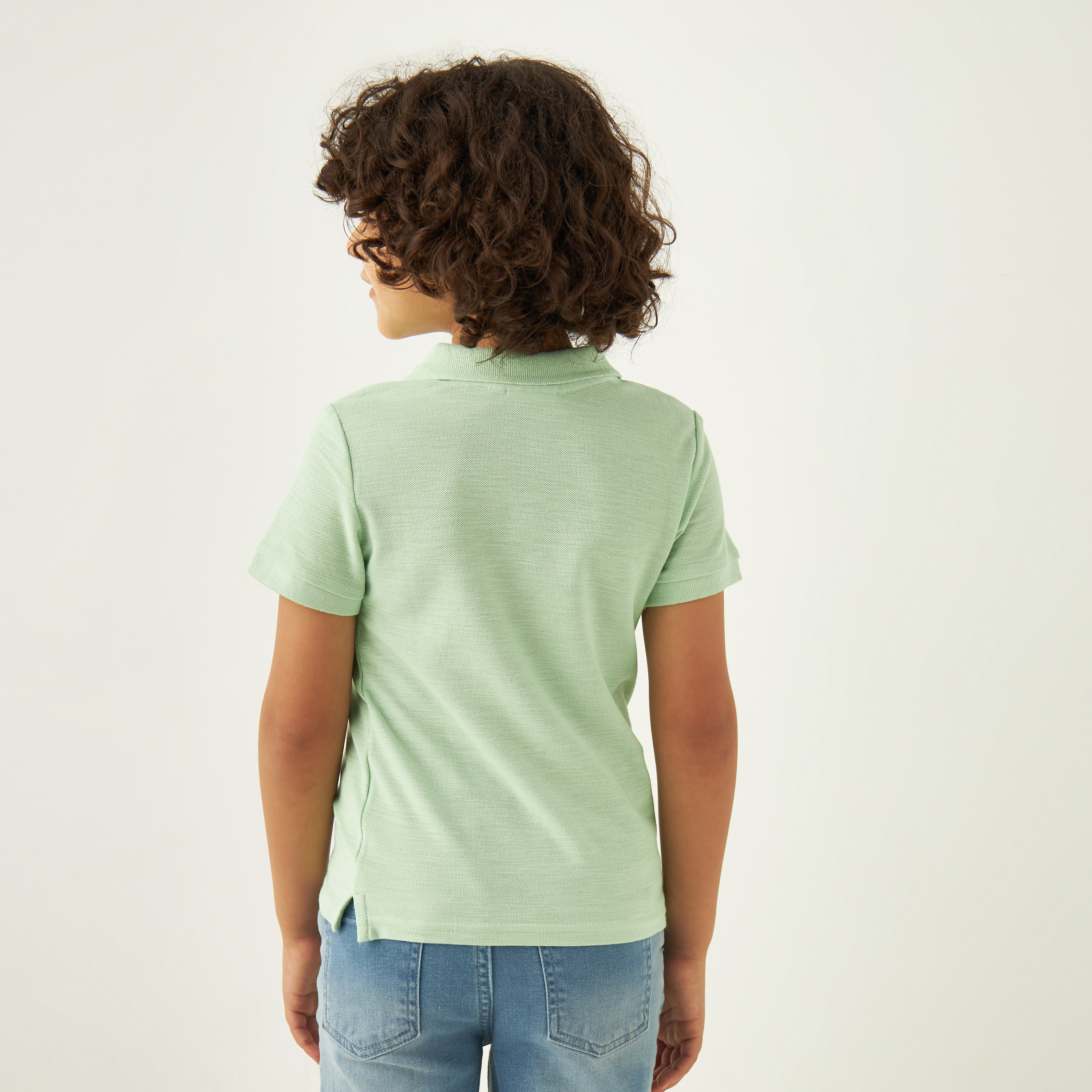 Juniors Solid Polo T-shirt with Short Sleeves and Button Closure-boys-clothing-tshirtsandpolos-image-3