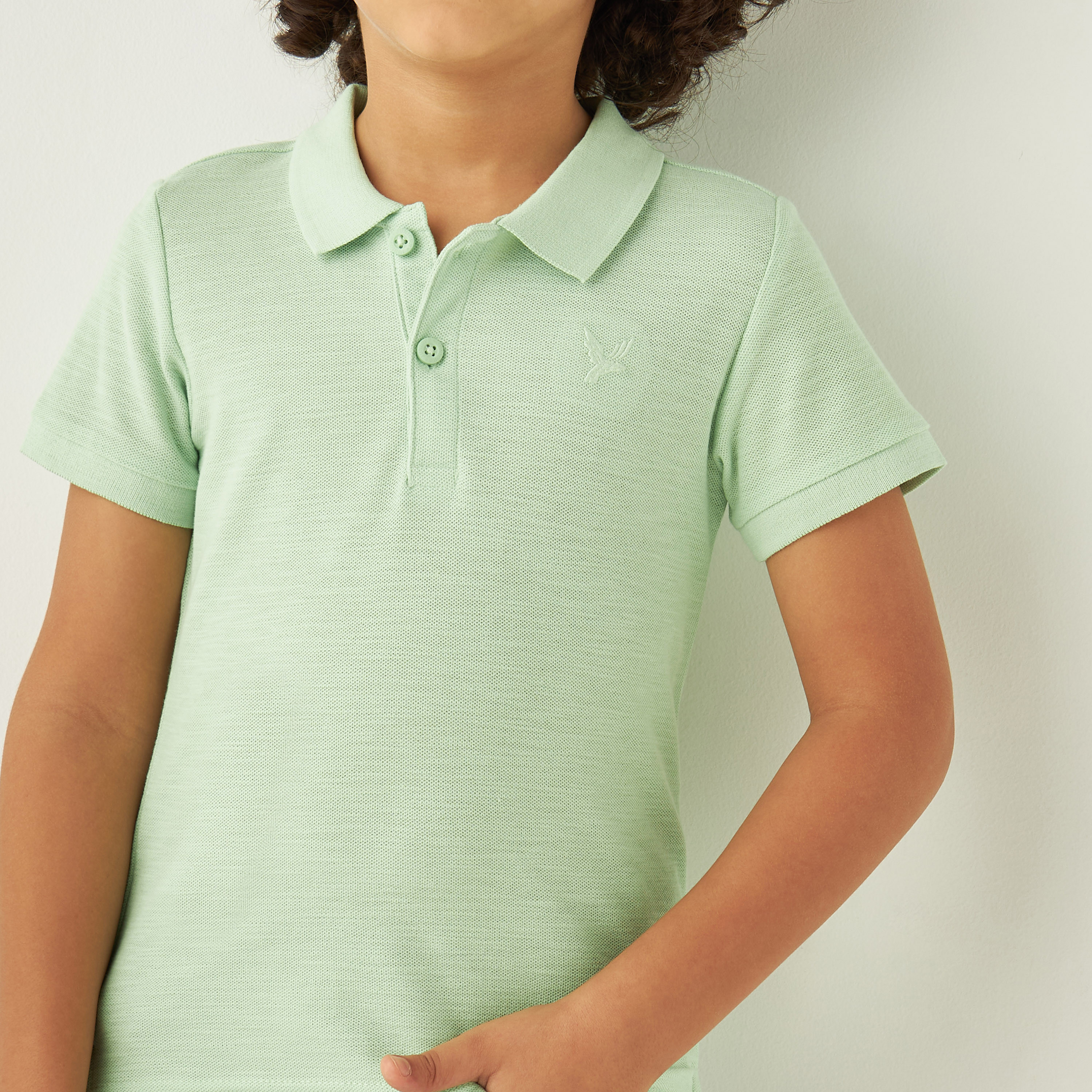 Juniors Solid Polo T-shirt with Short Sleeves and Button Closure-boys-clothing-tshirtsandpolos-image-4