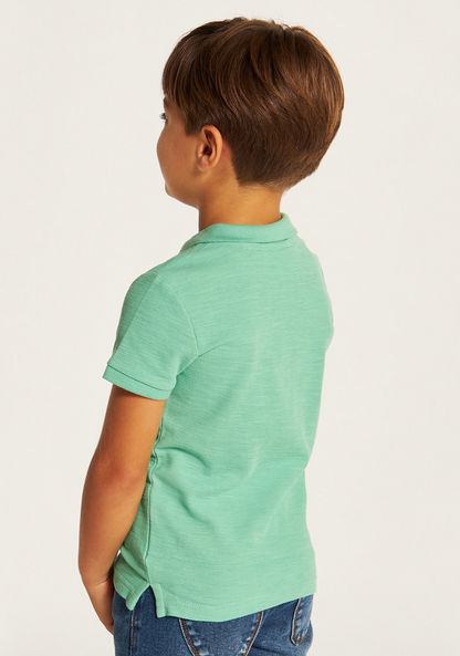 Juniors Solid Polo T-shirt with Short Sleeves and Button Closure-T Shirts-image-3