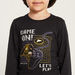 Juniors Game Print T-shirt with Crew Neck and Long Sleeves-T Shirts-thumbnailMobile-2