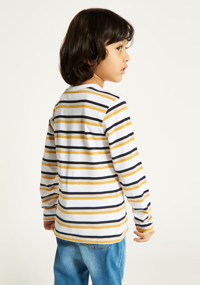 Juniors Striped T-shirt with Crew Neck and Long Sleeves-T Shirts-image-3