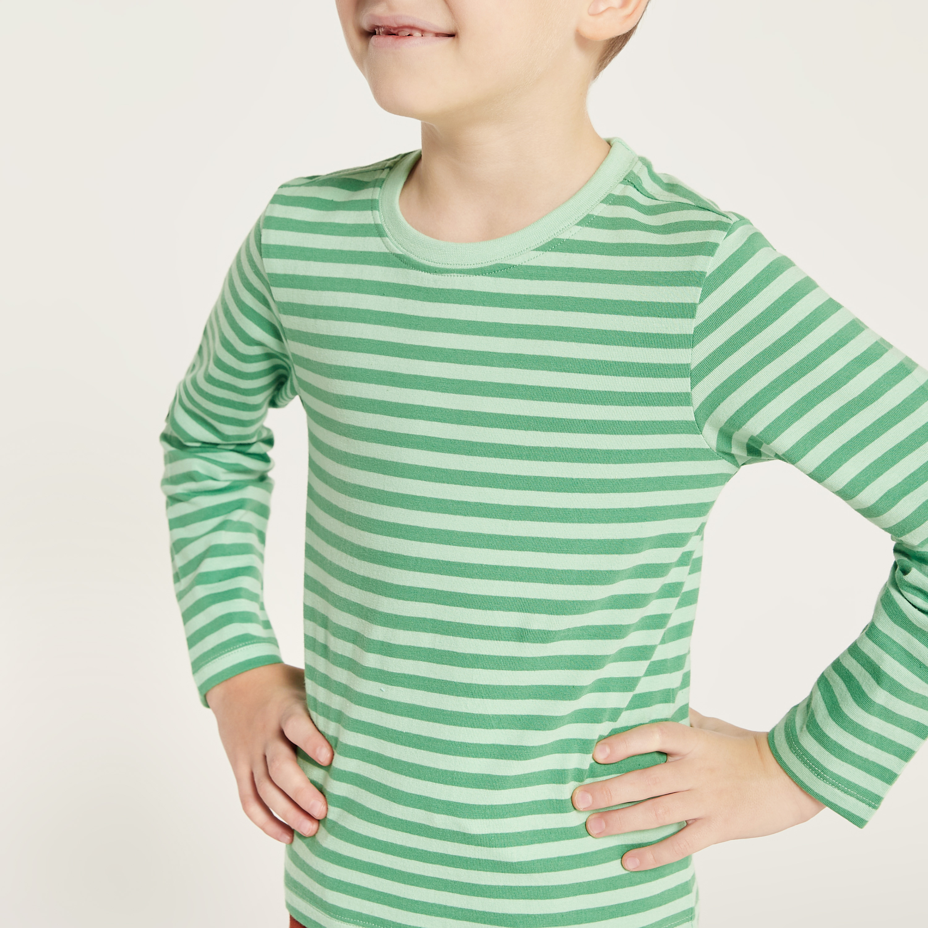Juniors Striped T-shirt with Crew Neck and Long Sleeves-boys-clothing-tshirtsandpolos-image-3
