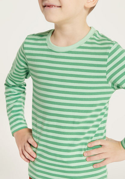 Juniors Striped T-shirt with Crew Neck and Long Sleeves