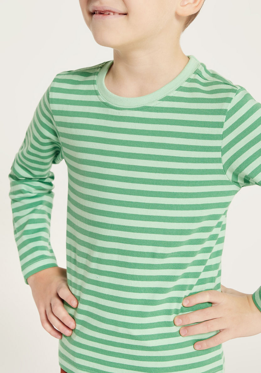 Juniors Striped T-shirt with Crew Neck and Long Sleeves-T Shirts-image-2