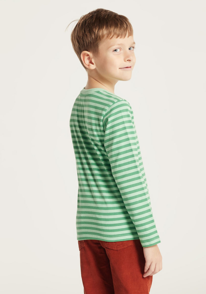 Juniors Striped T-shirt with Crew Neck and Long Sleeves-T Shirts-image-3