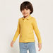 Juniors Solid Polo Neck T-shirt with Long Sleeves-T Shirts-thumbnailMobile-1