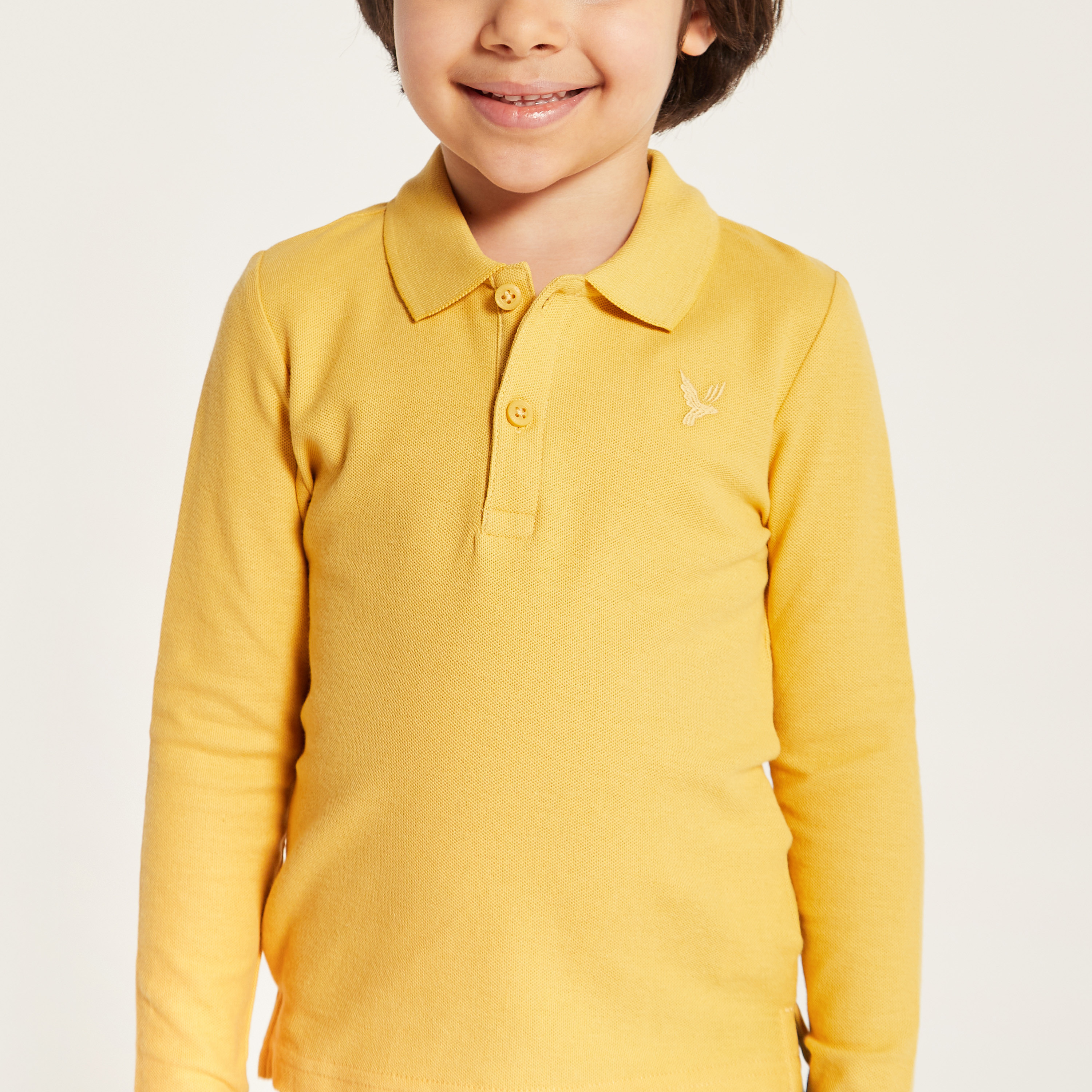 Juniors Solid Polo Neck T-shirt with Long Sleeves-boys-clothing-tshirtsandpolos-image-3
