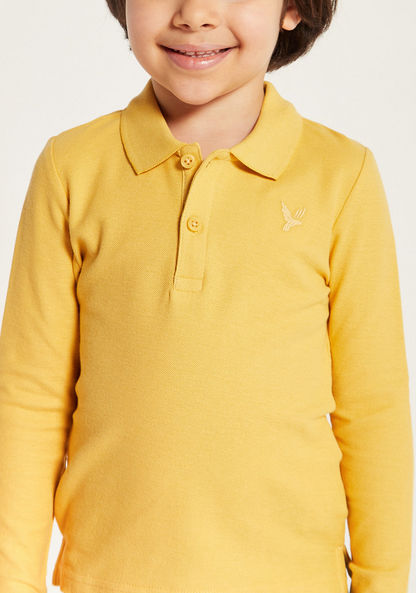 Juniors Solid Polo Neck T-shirt with Long Sleeves-T Shirts-image-2